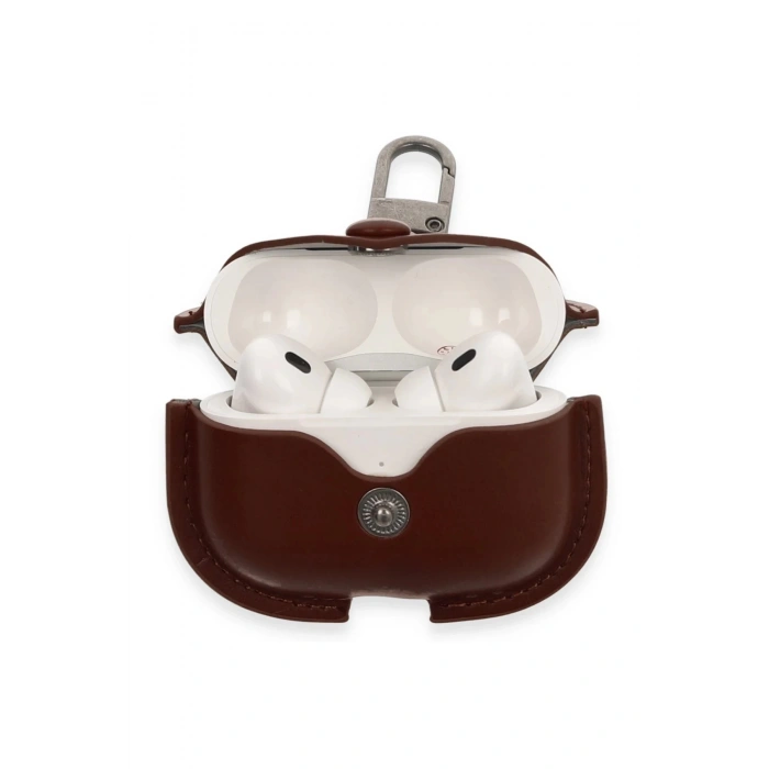 Airpods Pro 2 (2.nesil) Çanta Deri Kılıf - Kahverengi