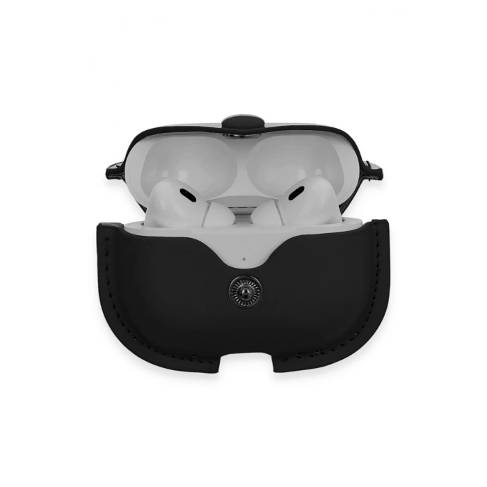 Airpods Pro 2 (2.nesil) Çanta Deri Kılıf - Siyah