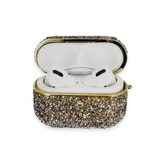 Airpods Pro 2 (2.nesil) Luz Taşlı Kılıf - Siyah