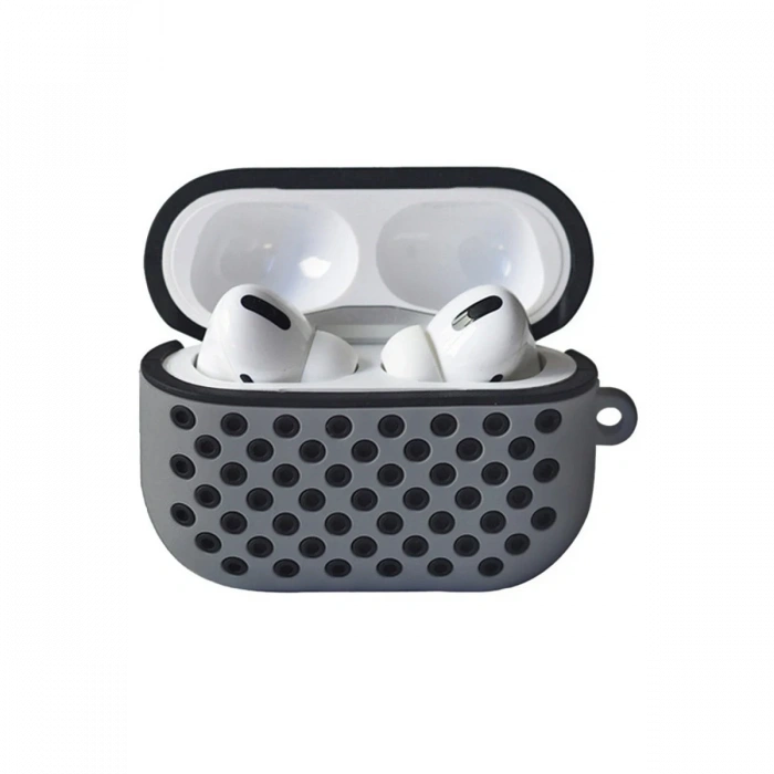 Airpods Pro 2 (2.nesil) Spor Delikli Kılıf - Gri-Siyah