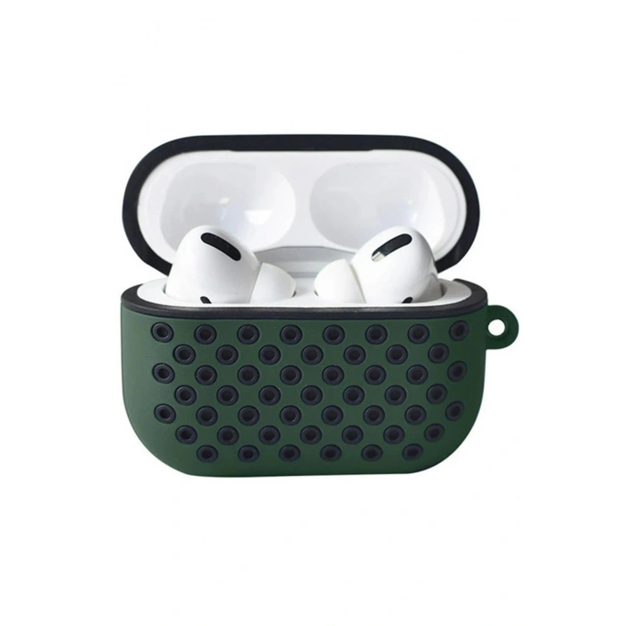 Airpods Pro 2 (2.nesil) Spor Delikli Kılıf - Haki Yeşil-Siyah