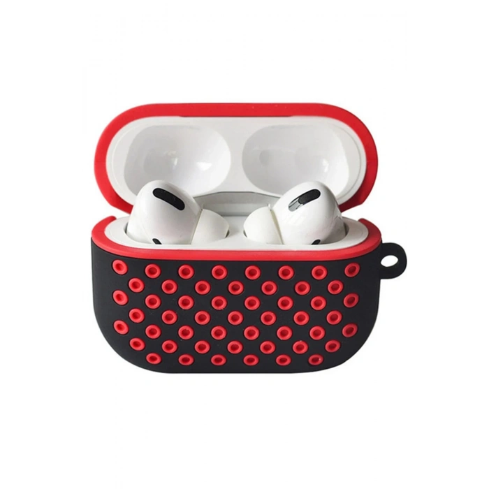 Airpods Pro 2 (2.nesil) Spor Delikli Kılıf - Siyah-Kırmızı