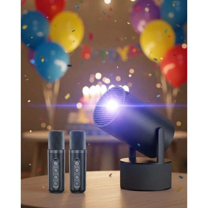 Akıllı Projeksiyon Cihazı Karaoke Mikrofonlu 1080p Android Yeni Nesil