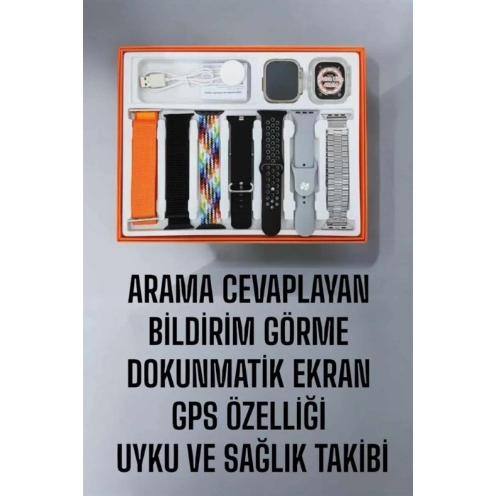 Akıllı Saat 7 Kordonlu Metalplastik Ve Hasır Kordon Seçeneği