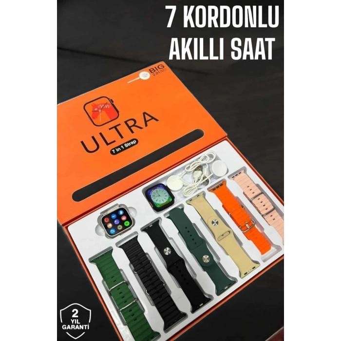 Akıllı Saat 7 Kordonlu Metalplastik Ve Hasır Kordon Seçeneği