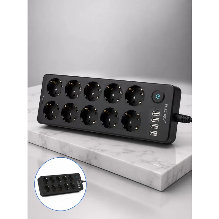 Akım Korumalı 10lu Çoklu Priz Usb-a Ve Type-c Şarj Çıkışlı