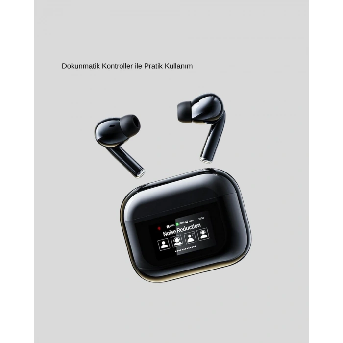 Aktif Gürültü Engelleme (anc) Kablosuz Bluetooth Kulaklık – Dijital Ekranlı Dokunmatik Ve Uzun Pil Ömürlü