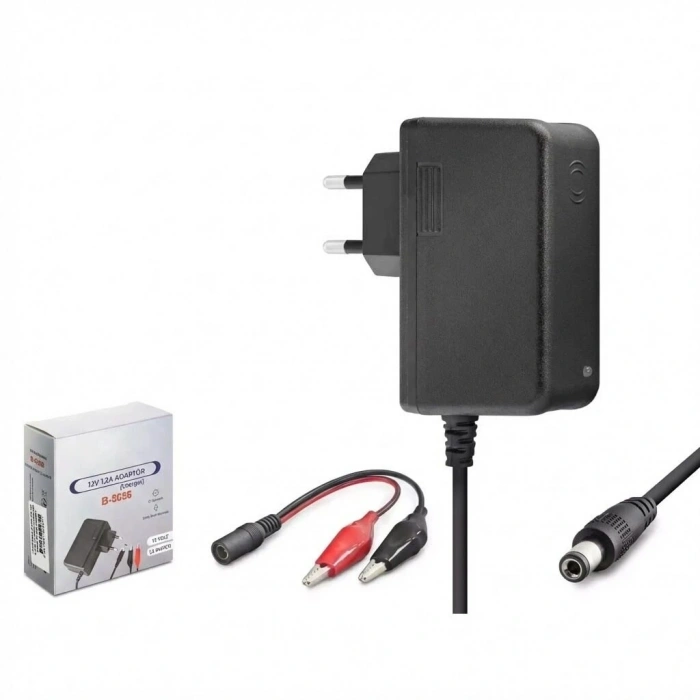 Akü Şarj Cihazı 12V 1.2A 14.4W Krokodil Uç Akü Şarj Adaptörü