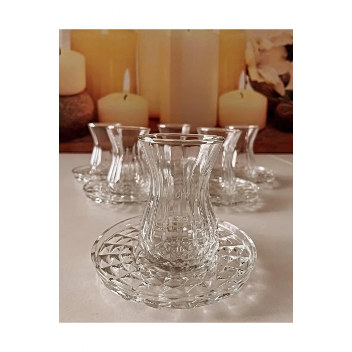 Alin Adela 6lı Cam Çay Tabağı Çay Tabak Altlığı -RYG8030