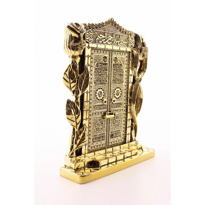 Allah Muhammed Yazılı Gül Kabe Kapısı Gold Biblo 25 cm-024