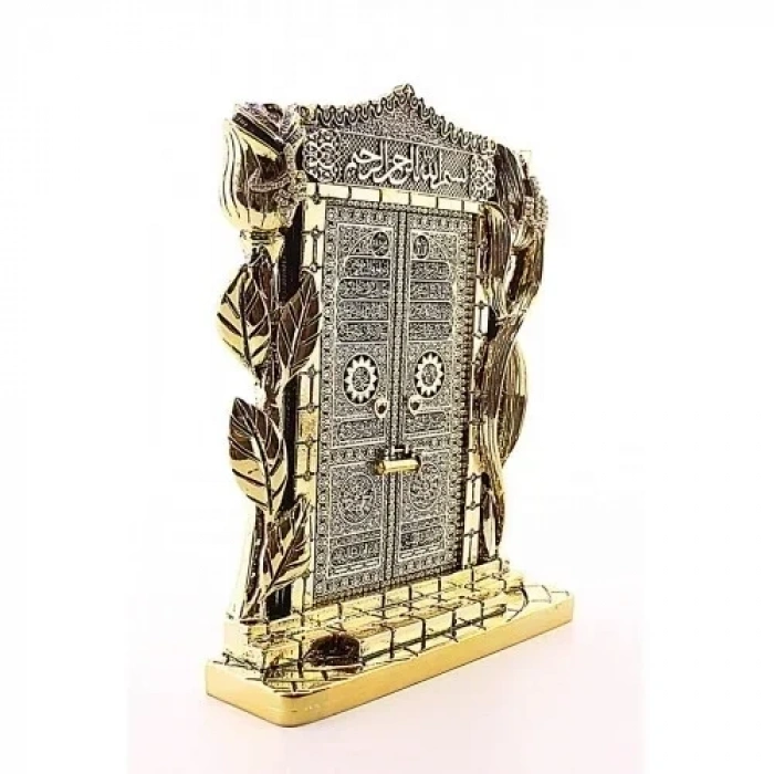 Allah Muhammed Yazılı Gül Kabe Kapısı Gold Biblo 25 cm-024