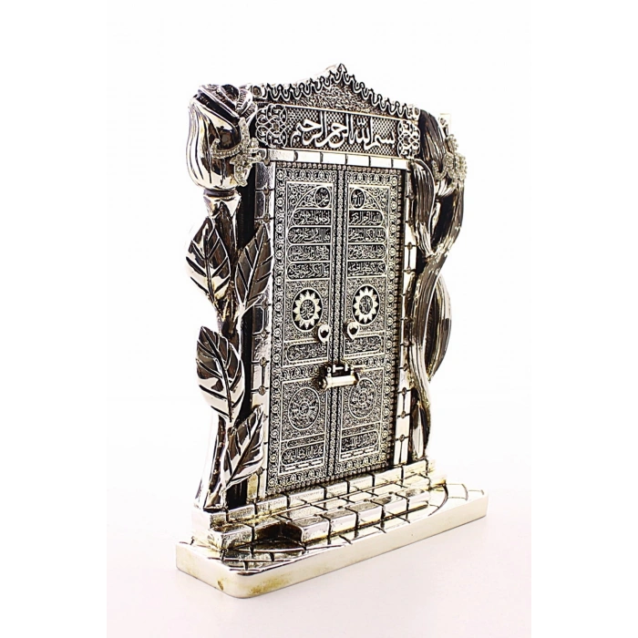Allah Muhammed Yazılı Gül Kabe Kapısı Gümüş Biblo 25 cm-023
