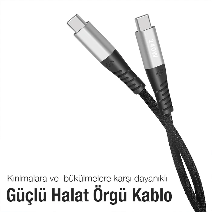 Ally 240w Type-c To Type-c Laptop Telefon Hızlı Data Ve Şarj Kablosu