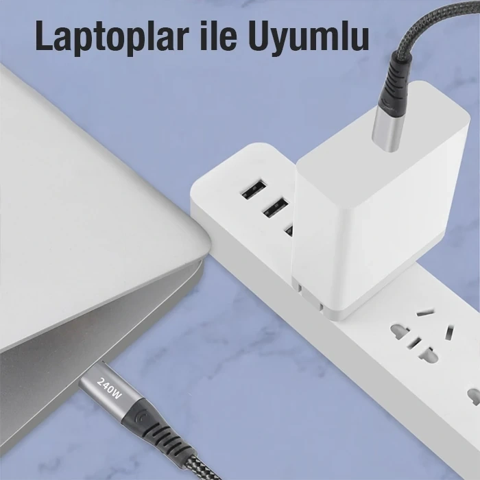 Ally 240w Type-c To Type-c Laptop Telefon Hızlı Data Ve Şarj Kablosu