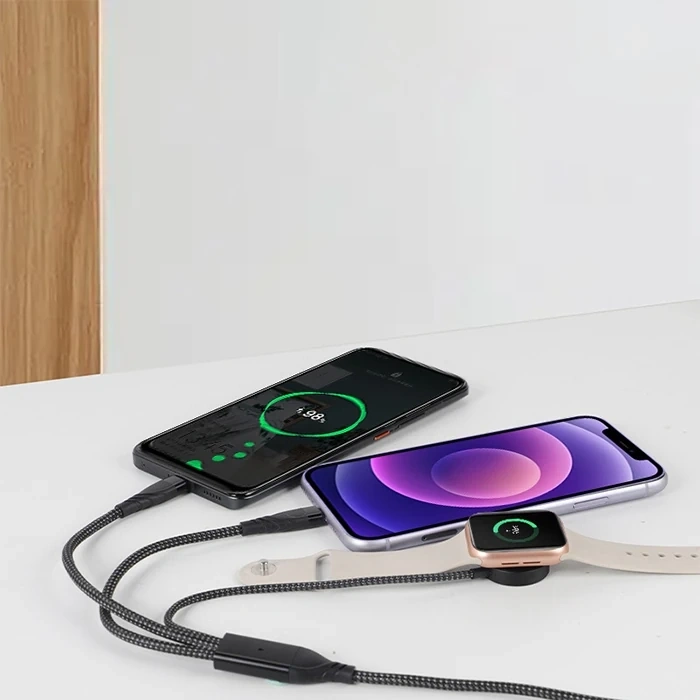 Ally 2x Type-c 100w-27w + Apple Watch İçin Type-c Şarj Kablosu