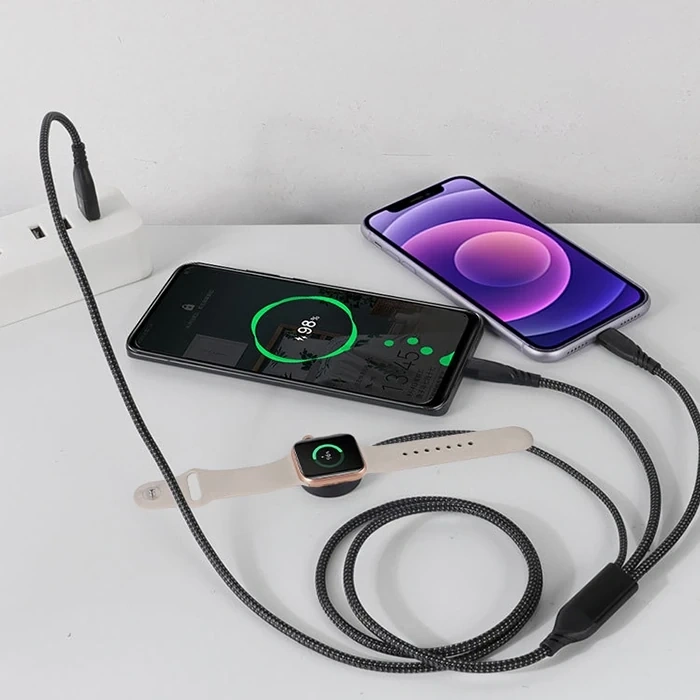 Ally 2x Type-c 100w-27w + Apple Watch İçin Type-c Şarj Kablosu-(5775)