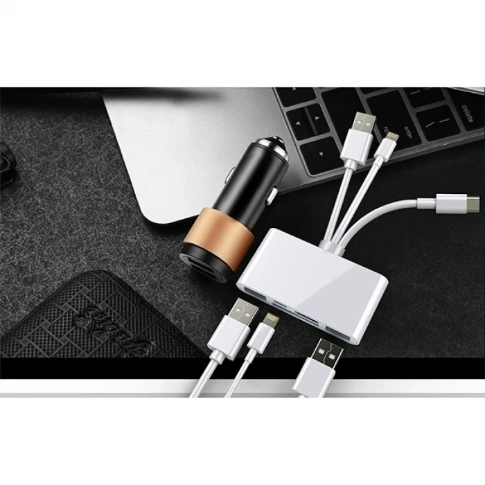 Ally 3 İn1  İphone+usb C+ Usb A Kamera Okuyucu Kart Okuyucu
