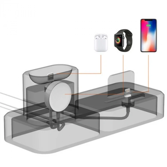 Ally 3in1 Charging Base İphone+ İwatch+ İpods Silikon Şarj Standı