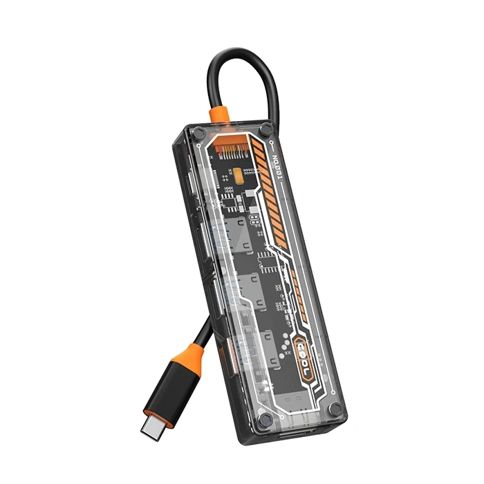 Ally 5in1 Type-c To Usb3.0 + Usb2.0 *2 + Type-c Pd 100w + Hdmı Çoğaltıcı Transparan Hub