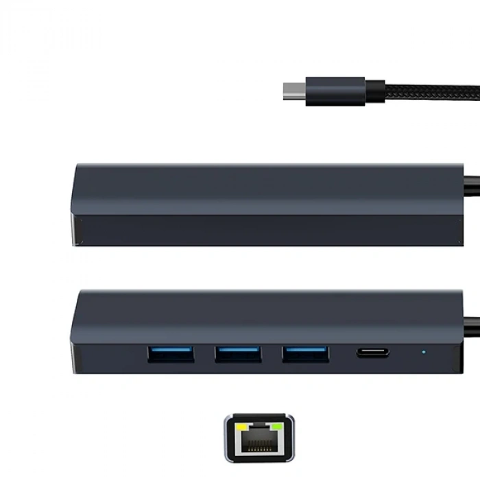 Ally Byl-2302 5 In 1 Type-c To Usb + Type-c + Ethernet Dönüştürücü Çoğaltıcı Hub