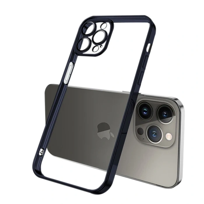 Ally Fashion Series İphone 13 Pro Max Kılıf Renkli Kenar Lazer Çerçeveli Silikon Kılıf