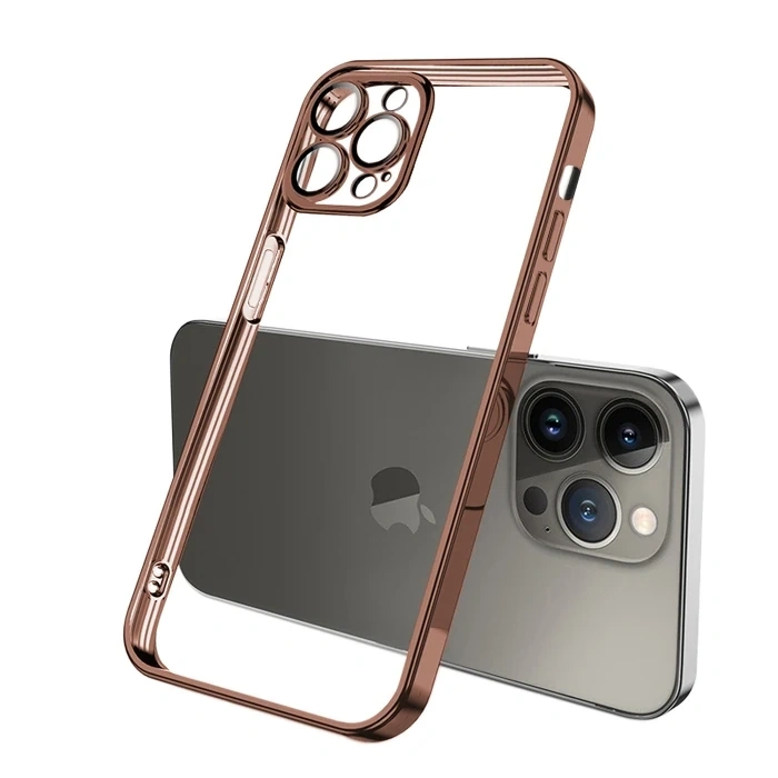 Ally Fashion Series İphone 13 Pro Max Kılıf Renkli Kenar Lazer Çerçeveli Silikon Kılıf