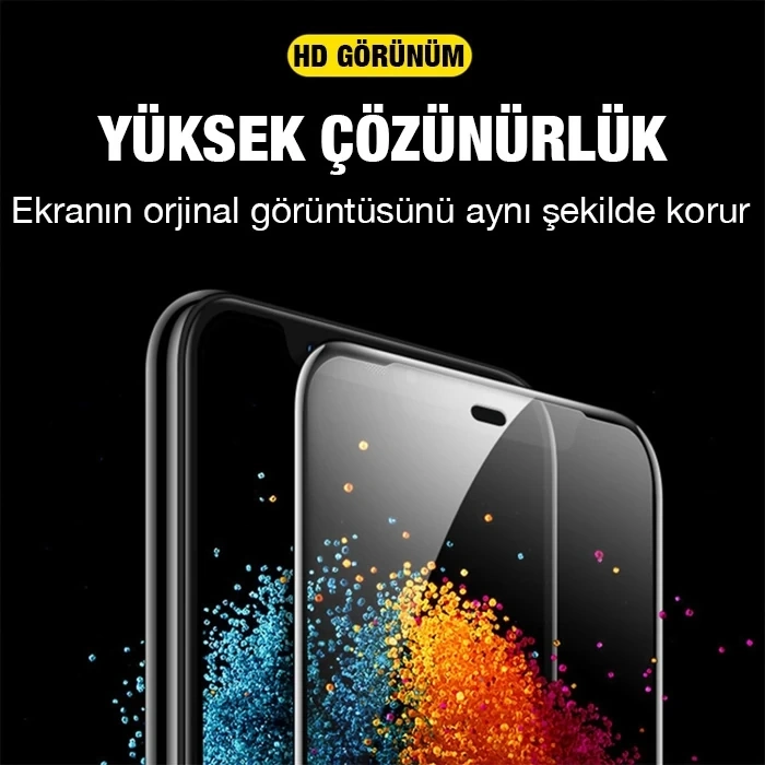 Ally İphone 13 Pro Max 6.7inç Full Glue Matte Tempered Cam  Ekran Koruyucu-(5775)