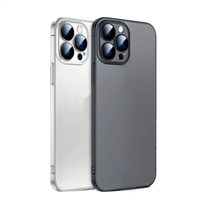 Ally İphone 13 Pro Max 6.7inch Frosted Glass Şeffaf Kamera Korumalı Kılıf