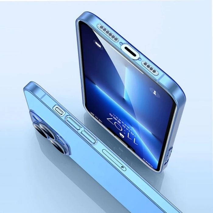 Ally İphone 14 Plus 6.7inch Frosted Glass Şeffaf Kamera Korumalı Kılıf