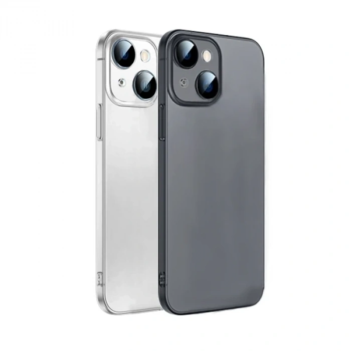 Ally İphone 14 Plus 6.7inch Frosted Glass Şeffaf Kamera Korumalı Kılıf