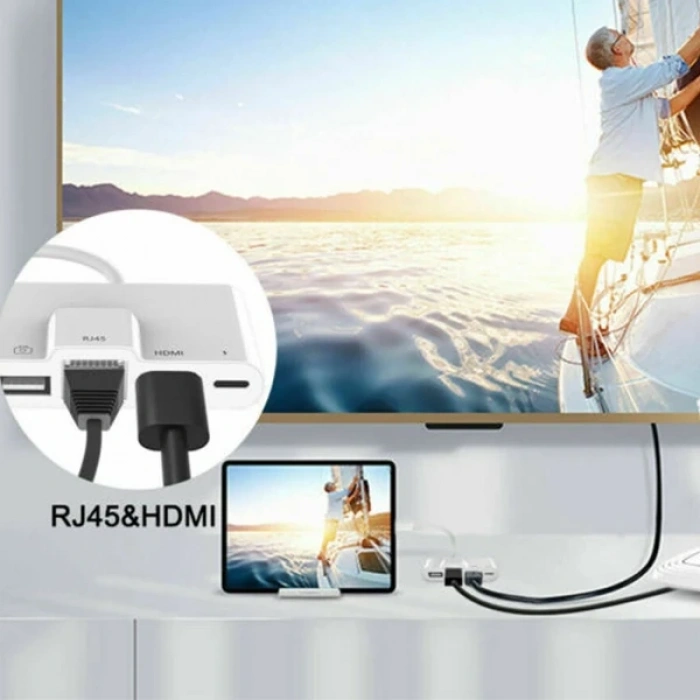 Ally İphone 3in1 Lightning Hdmı Rj45 Otg Digital Av Adaptör Hub