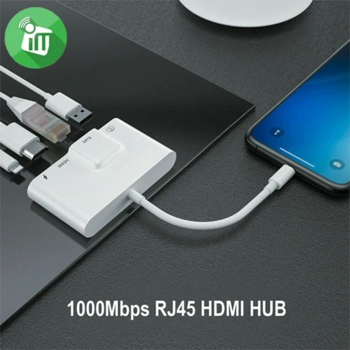 Ally İphone 3in1 Lightning Hdmı Rj45 Otg Digital Av Adaptör Hub-(5775)