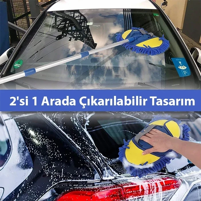 Ally Mikrofiber Dönebilen Püsküllü Araba Yıkama Ve Temizleme Fırçası