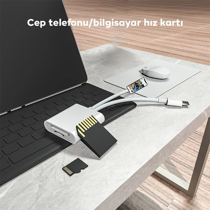 Ally  Nk-101yst Pro Type-c/lightning To Sd-tf Kart Çevirici Adaptör