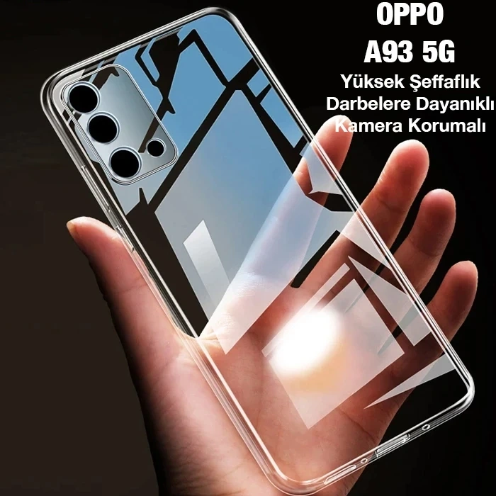 Ally Oppo A93 5g Kamera Lens Korumalı Şeffaf Silikon Kılıf