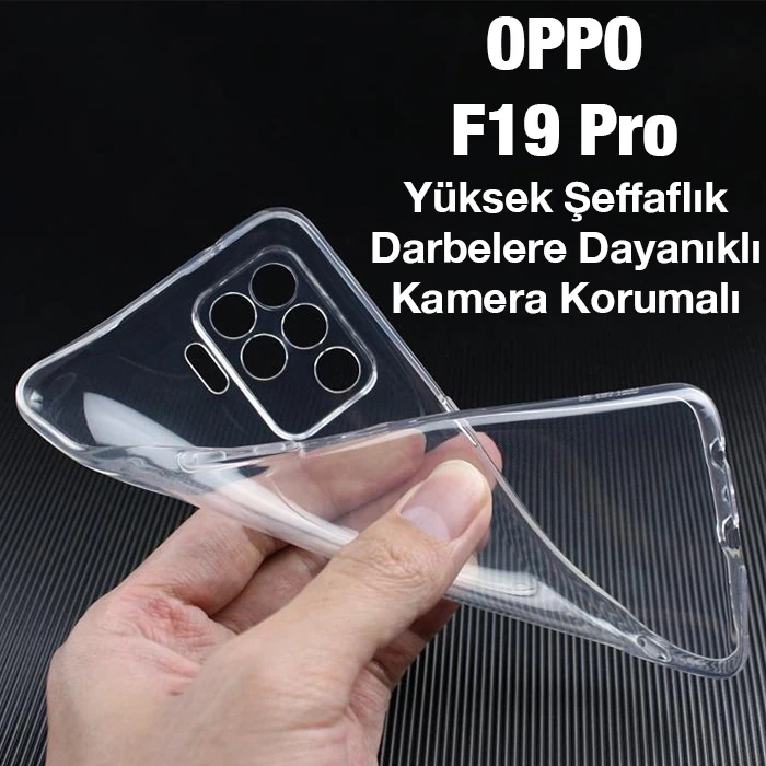 Ally Oppo F19 Pro Kılıf Kamera Korumalı Ultra İnce Şeffaf Silikon Kılıf