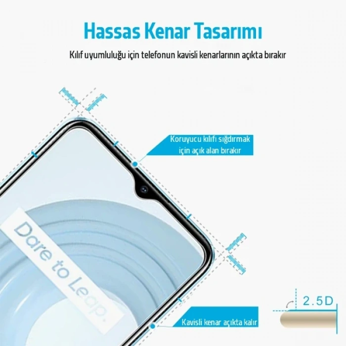 Ally Oppo Realme C21 Tempered Cam Ekran Koruyucu