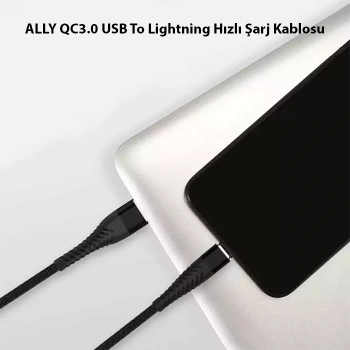 Ally Qc3.0 Usb To İphone Lightning Hızlı Şarj Kablosu-(5775)
