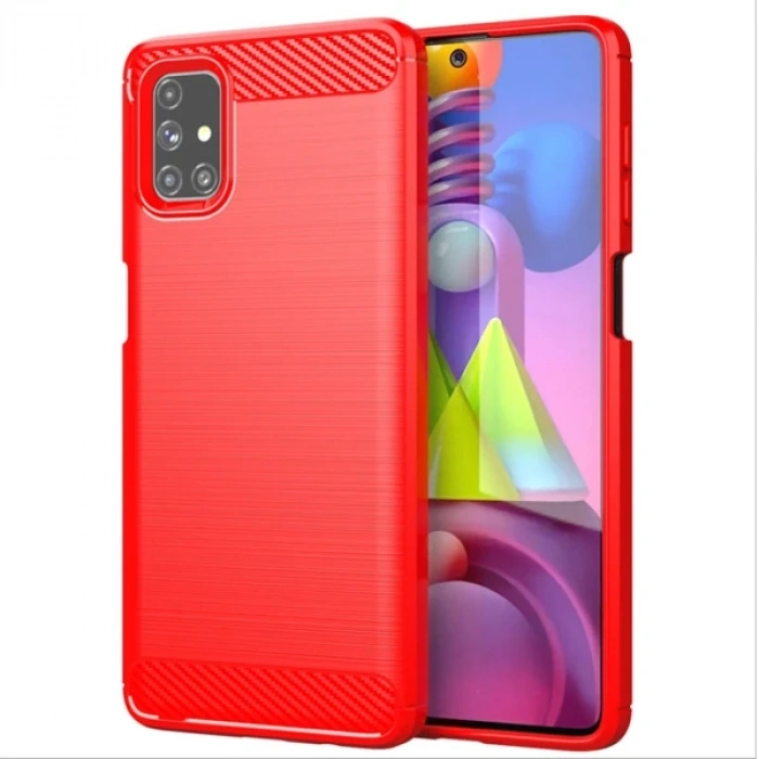 Ally Samsung Galaxy M51 Brushed Carbon Fiber Silikon Kılıf