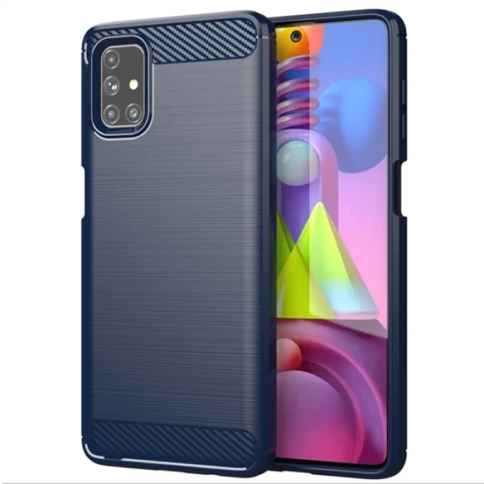 Ally Samsung Galaxy M51 Brushed Carbon Fiber Silikon Kılıf