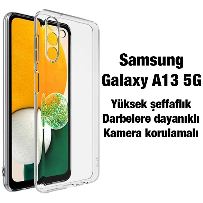 Ally Sm Galaxy A13 5g Kılıf Kamera Korumalı Ultra İnce Şeffaf Silikon