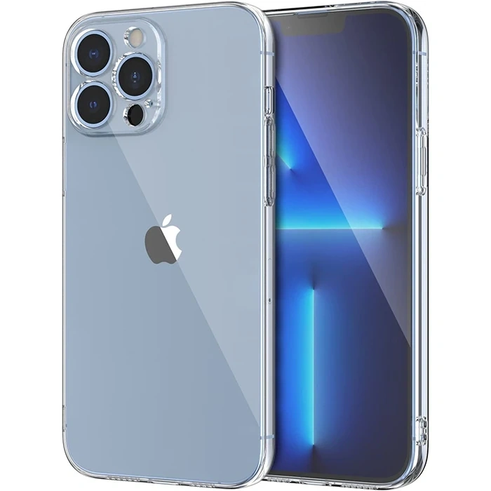 Ally Space İphone 13 Pro 6.1inç Kamera Korumalı Premium Silikon Şeffaf Kılıf-(5775)