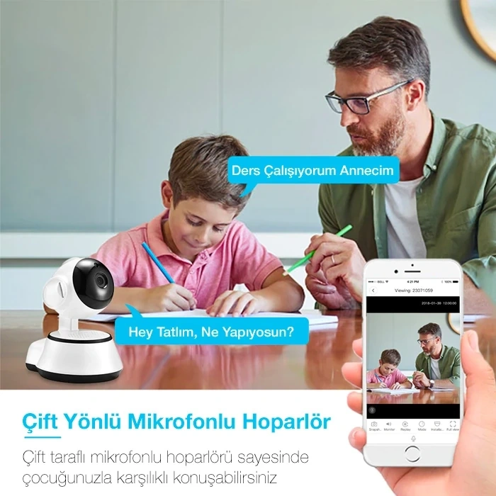 Ally V380 1080p Hd Gece Görüşlü Hareket Sensörlü Wıfı Güvenlik Kamerası