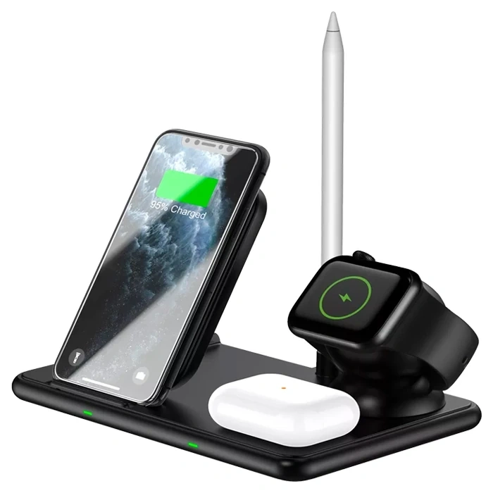 Ally W58 15w Qi Hızlı Şarj 4 İn 1 İphone+ Airpods Pro Kablosuz Şarj Standı