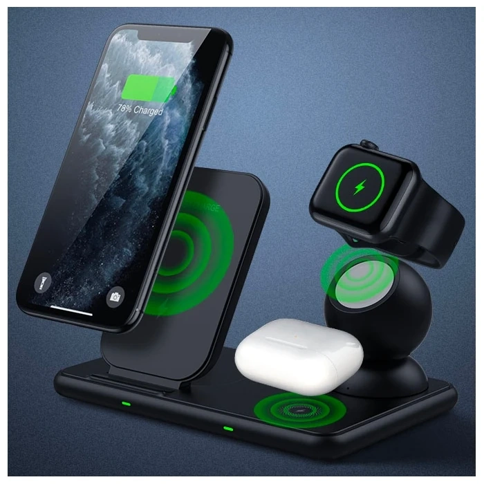 Ally W58 15w Qi Hızlı Şarj 4 İn 1 İphone+ Airpods Pro Kablosuz Şarj Standı