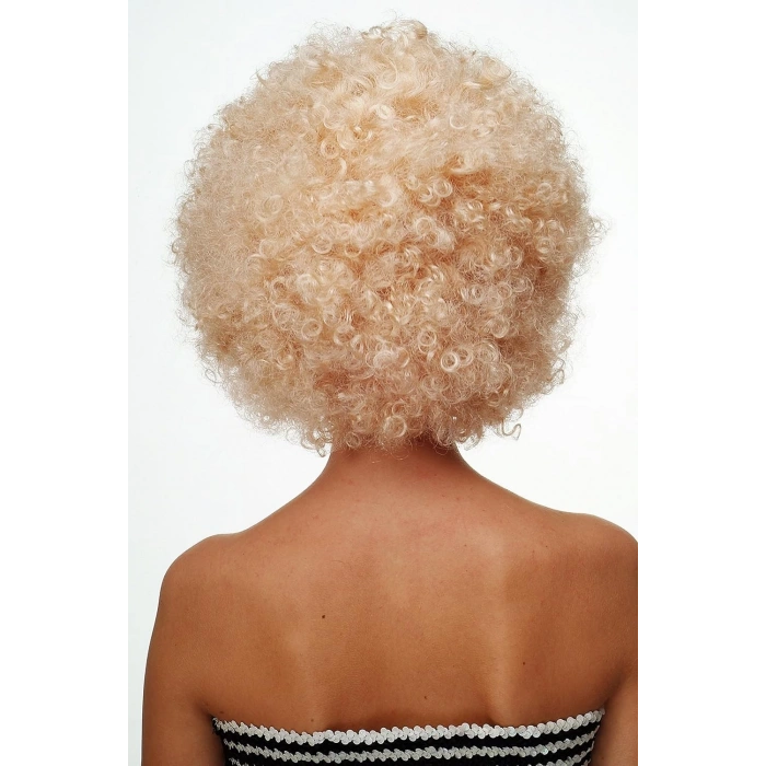 Altın Renk Kıvırcık Afro Bonus Peruk Saç Parti Peruğu Platin Gold (4887)