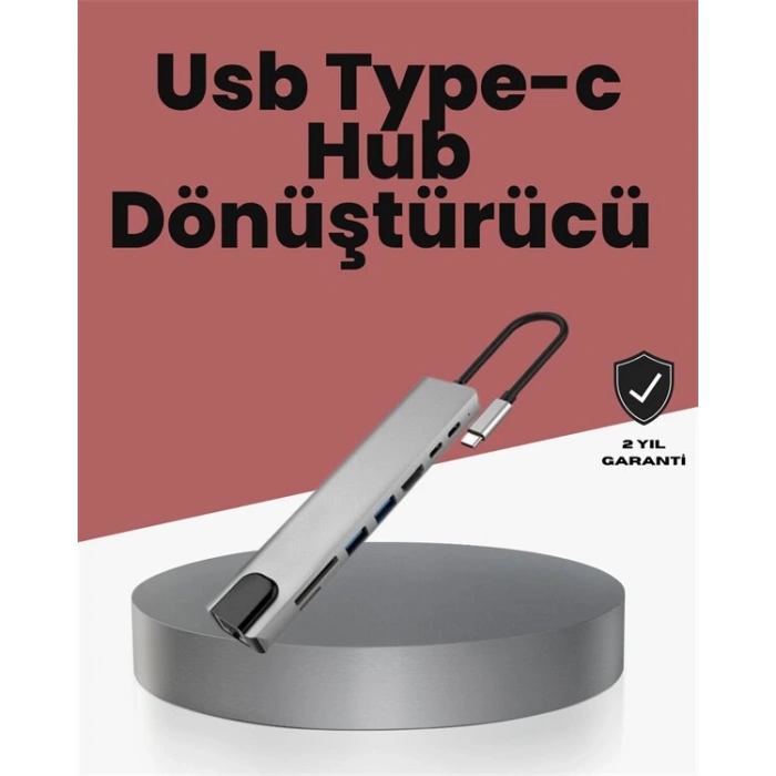 Alüminyum Gövdeli Type‑c Hdmı & Ethernet Adaptör – Tak & Çalıştır