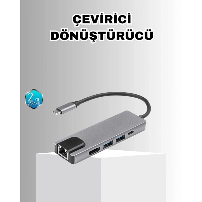 Alüminyum Kasalı Macbook Usb-c Hub – 4k Hdmı Usb 3.0 Sd/tf Kart Girişi Pd Şarj Desteği