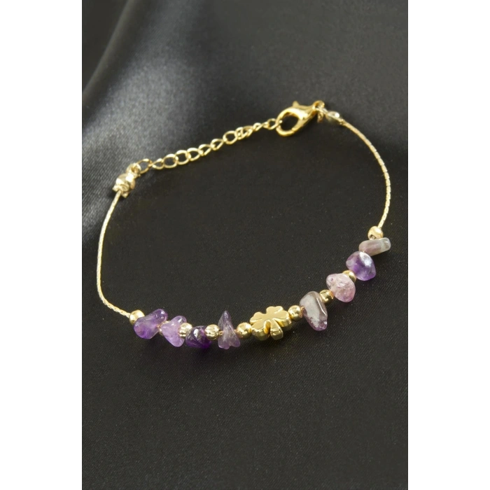 Amatist Kırık Doğaltaş Bileklik