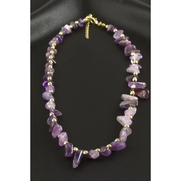 Amatist Kırık Doğaltaş Kolye